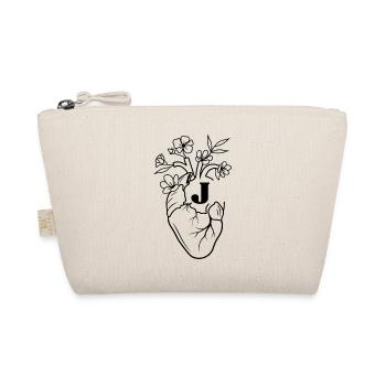 Letter j Heart Black Floral Anatomy - Organic Pouch - nature - Front