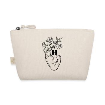 Buchstabe h Herz schwarze florale Anatomie - Bio-Täschchen - Natur - Vorne