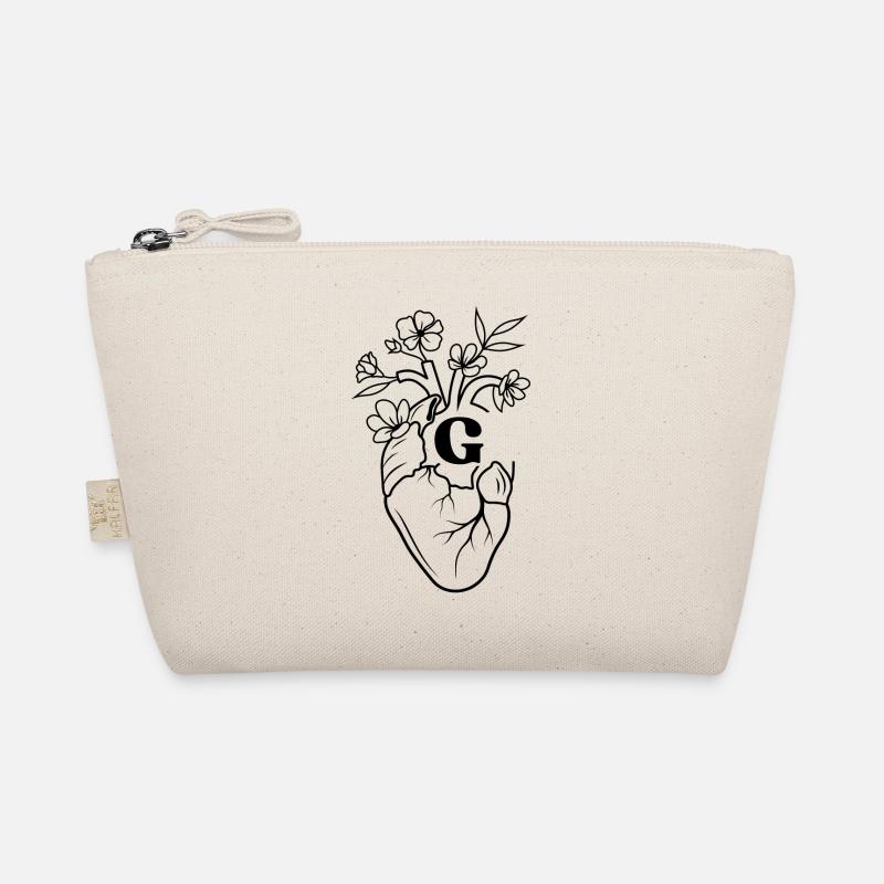 Buchstabe g Herz schwarze florale Anatomie Bio-Täschchen