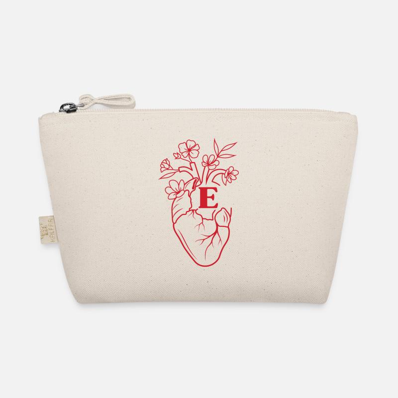 Letter e heart red floral anatomy Organic Pouch