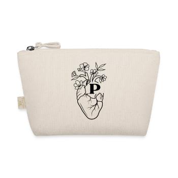 Letter p heart black floral anatomy - Organic Pouch - nature - Front