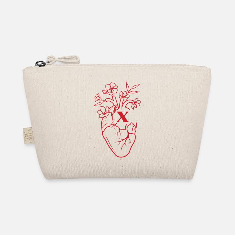 Buchstabe x Herz Rote Blumen Anatomie Bio-Täschchen
