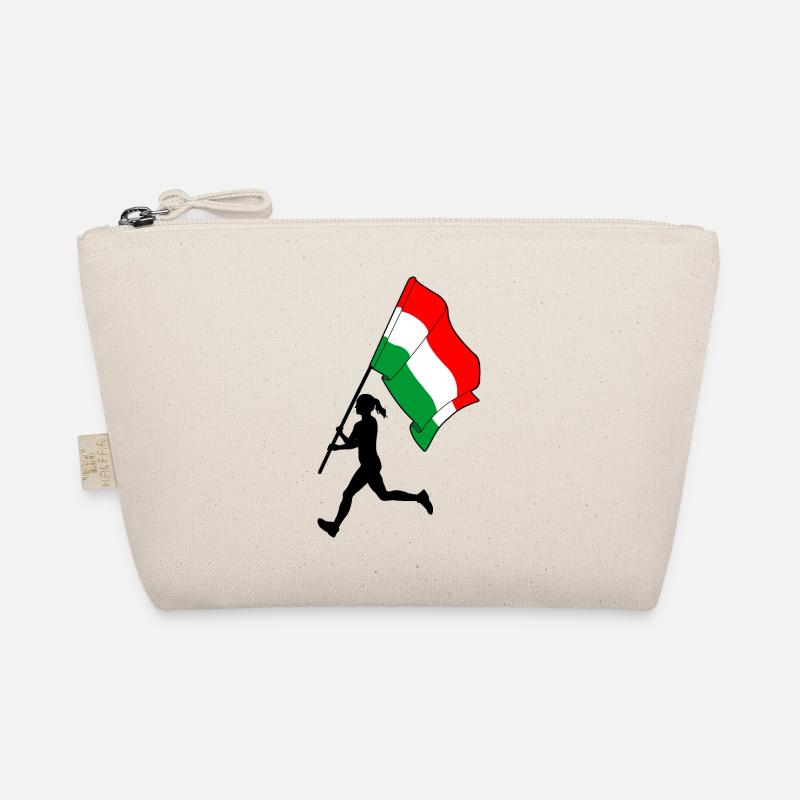 Flagge Ungarn Frau läuft - Bio-Täschchen - Natur