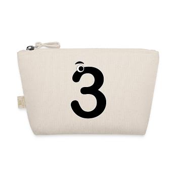 Number Three 3 Kids Birthday Learn Math - Organic Pouch - nature - Front