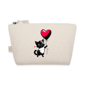 Cat with Heart Balloon - Heartful Creatures - Organic Pouch - nature - Front
