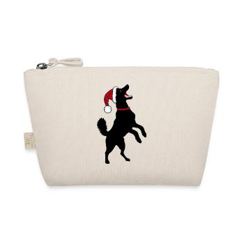 Dog with Santa Hat – Funny Xmas Design - Organic Pouch - nature - Front