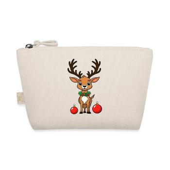Süßes Rentier für Weihnachten Rudolf mit Kugeln - Bio-Täschchen - Natur - Vorne
