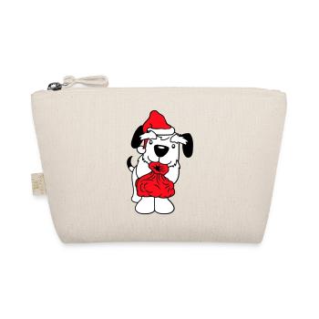 Hund Weihnachtsmann Weihnachten Geschenke Sack Hut - Bio-Täschchen - Natur - Vorne