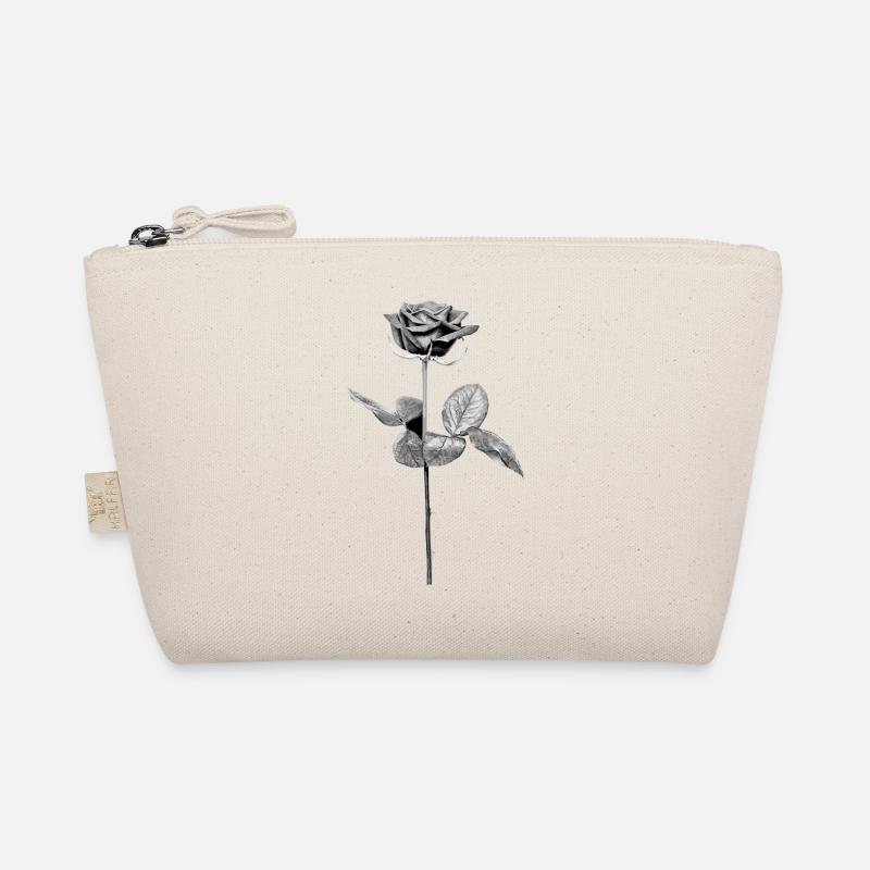 Rose in Black - White Organic Pouch