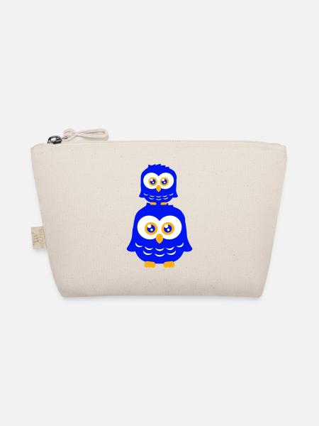 2 Owls Dad Mom Child Baby Family Mother Father - Organic Pouch - nature - Front