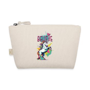 Einhorn Glaube Vintage Retro Bunt Modern Trend - Bio-Täschchen - Natur - Vorne