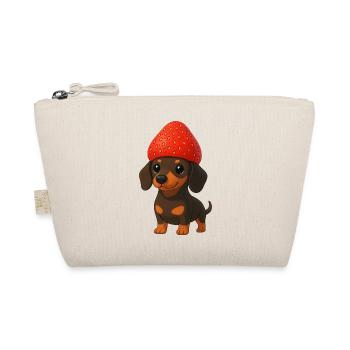 Teckel drôle avec des fraises et un chapeau fruité - Trousse biologique - nature - Devant