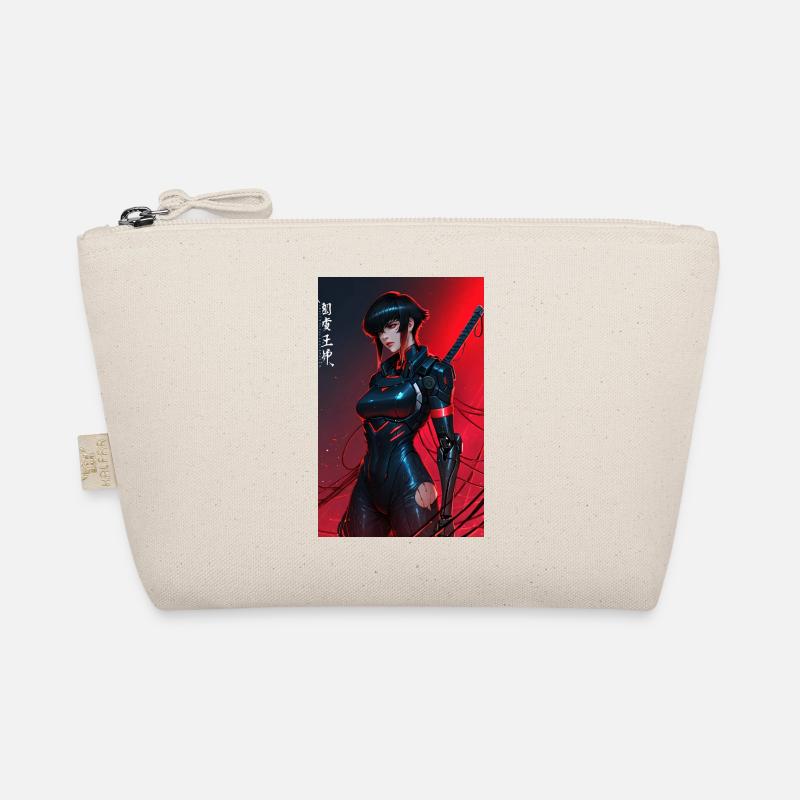 Red Wired Cyberpunk Samurai with Katana Organic Pouch