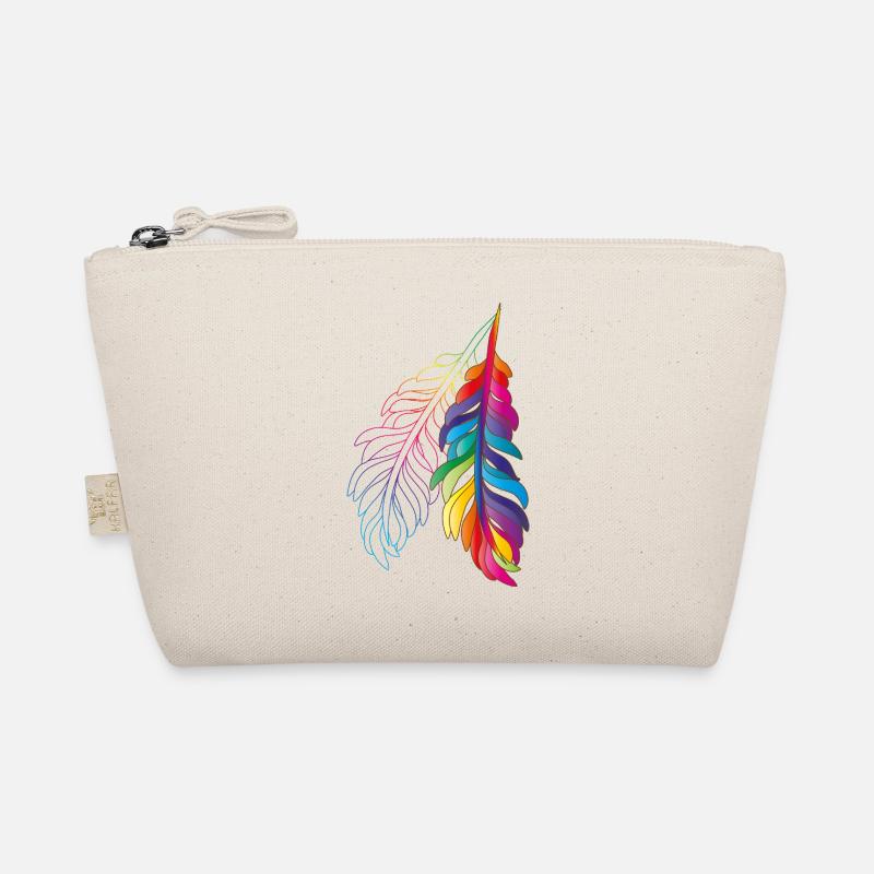 Rainbow feathers – colourful boho design Organic Pouch