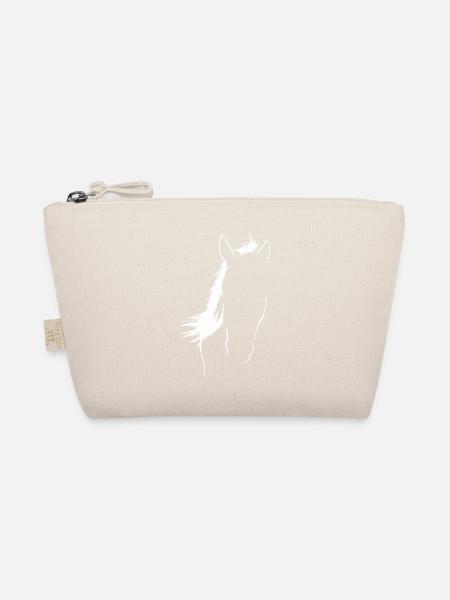 Elegante Pferdesilhouette Kunst - Bio-Täschchen - Natur - Vorne