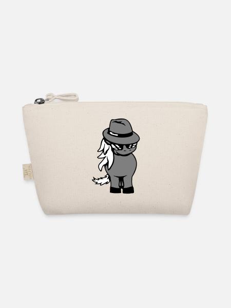 Horse Gangster Hat Sunglasses Criminal Cool - Organic Pouch - nature - Front