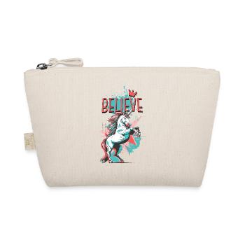 Einhorn Glaube Vintage Retro Bunt Modern Trend - Bio-Täschchen - Natur - Vorne
