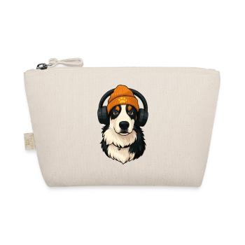 Australian Shepherd with cap and headphones - Organic Pouch - nature - Front