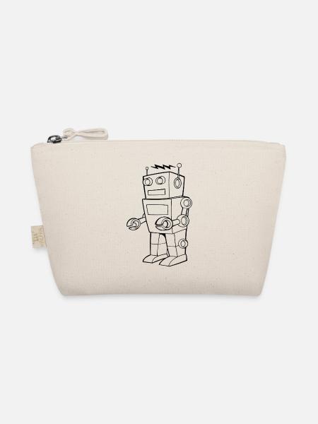 Roboter Vintage Skizze Design - Bio-Täschchen - Natur - Vorne
