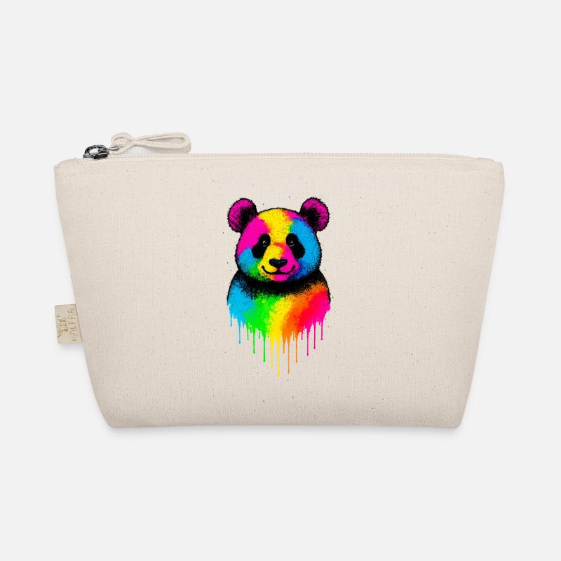 Regenbogen Panda Tropfende Kunst - Bio-Täschchen - Natur