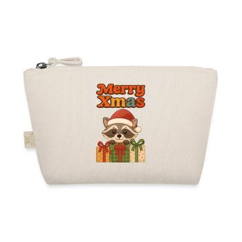 Weihnachts Waschbär mit Geschenken - Bio-Täschchen - Natur - Vorne