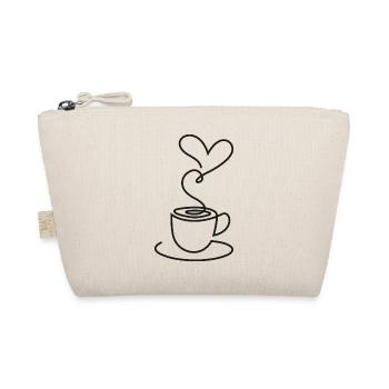 Tea Sketch with Heart Smoke – Romantic Motif - Organic Pouch - nature - Front