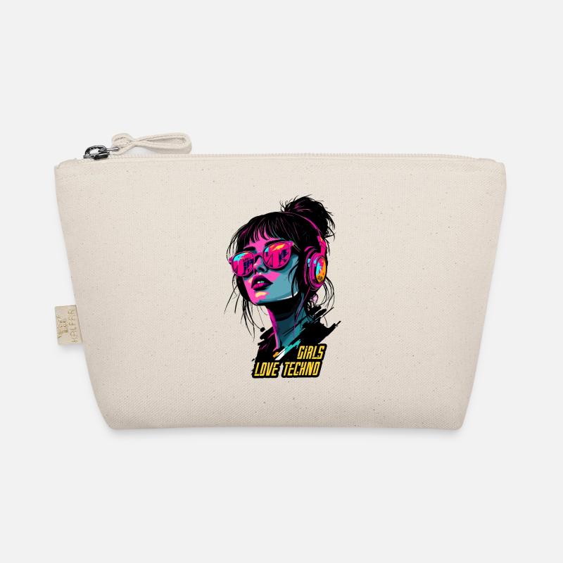 Neon Techno Mädchen Porträt Bio-Täschchen