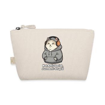 Sweat à capuche chat disant anti-stupide - Trousse biologique - nature - Devant