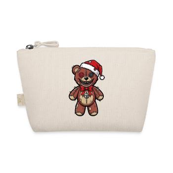 Creepy Christmas Bear with Hat Gothic Horror - Organic Pouch - nature - Front