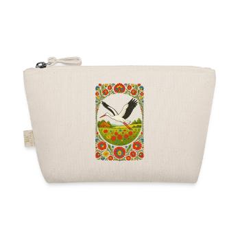 Polish Folk Stork Floral Artwork - Organic Pouch - nature - Front
