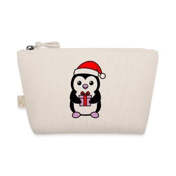 Cute Christmas Penguin with Gift - Organic Pouch - nature - Front