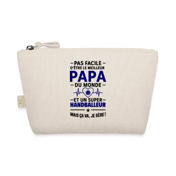 Heart + Handball – Super Papa Handball Player - Organic Pouch - nature - Front