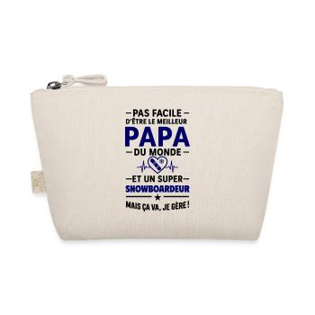 Heart + Snowboard – Super Snowboarder Dad - Organic Pouch - nature - Front