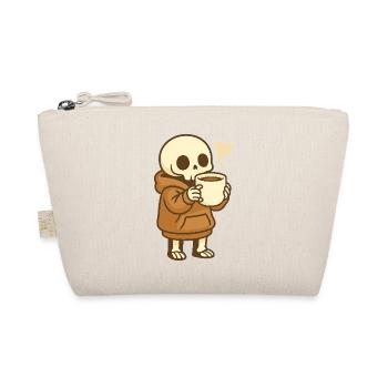 Cozy Coffee Skeleton – Kawaii Cute - Organic Pouch - nature - Front