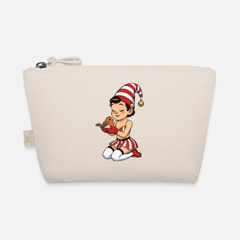 Gnom-Mädchen mit Rotkehlchen Bio-Täschchen