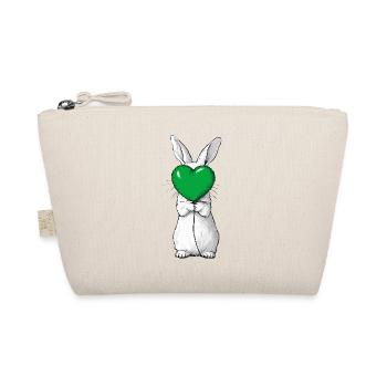 Cute rabbit illustration holding a green heart  - Organic Pouch - nature - Front
