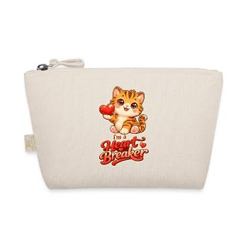 Sweet Cat with Heart – I'm a Heart Breaker - Organic Pouch - nature - Front