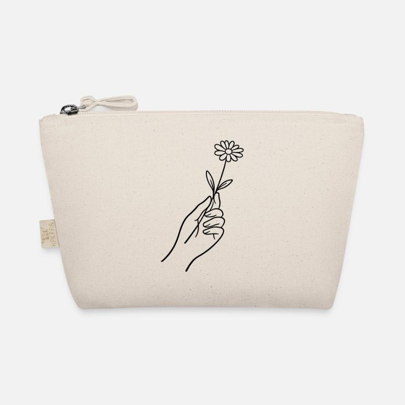 Linienhand mit Blume Bio-Täschchen