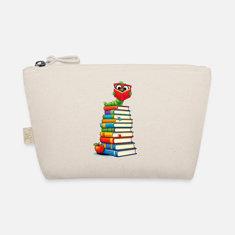 Schlauer Bücherwurm mit Brille - Bio-Täschchen - Natur