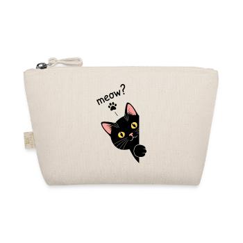 Curious black cat on the edge of Meow! - Black Ca - Organic Pouch - nature - Front