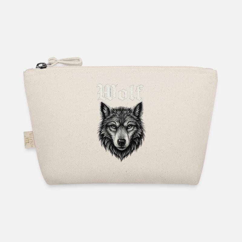 Gothic Wolf Kopf Illustration Geschenkidee Bio-Täschchen