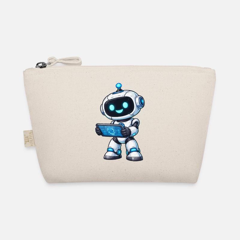 Kleiner Roboter mit Tablet Bio-Täschchen