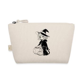 Anime Hexe Schwarze Katze Kürbis Halloween - Bio-Täschchen - Natur - Vorne
