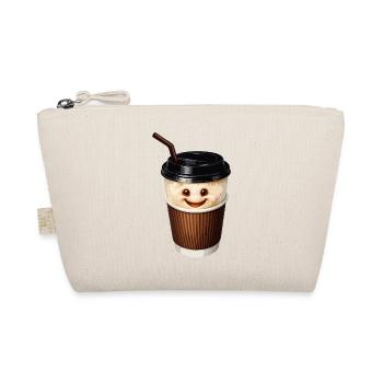 Lächelnde Kaffeetasse mit Strohhalm - Bio-Täschchen - Natur - Vorne