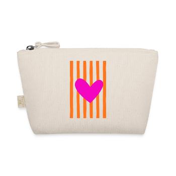 Pink Heart orange Stripes | Statement Design - Bio-Täschchen - Natur - Vorne