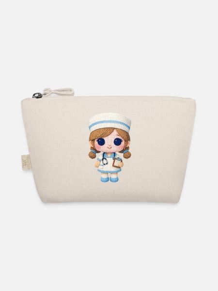 Cute nurse in knitted look - Organic Pouch - nature