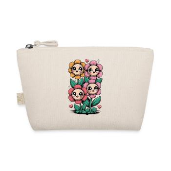 Kawaii Flowers Faces Cute Cartoon Flowers With - Organic Pouch - nature - Front