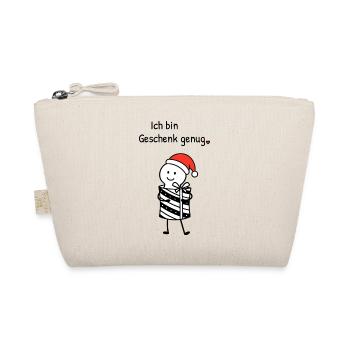 Ich bin Geschenk genug | Weihnachtshumor mit Figur - Bio-Täschchen - Natur - Vorne