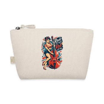 Rockabilly Pin-Up Girl mit Kontrabass Retro - Bio-Täschchen - Natur - Vorne