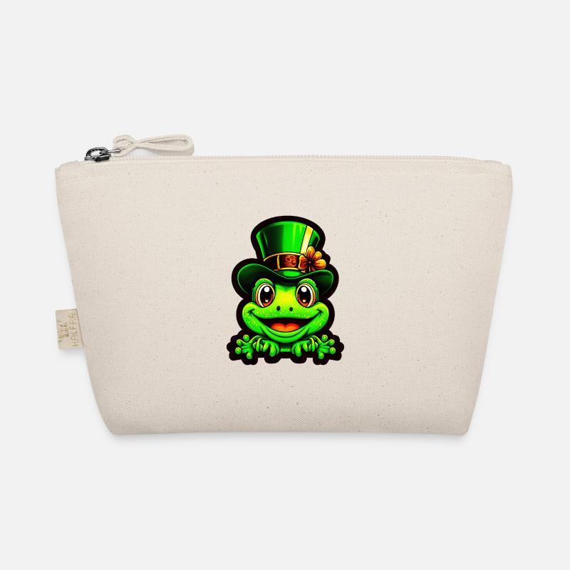 Grinning frog wears St. Patrick Day top hat Organic Pouch